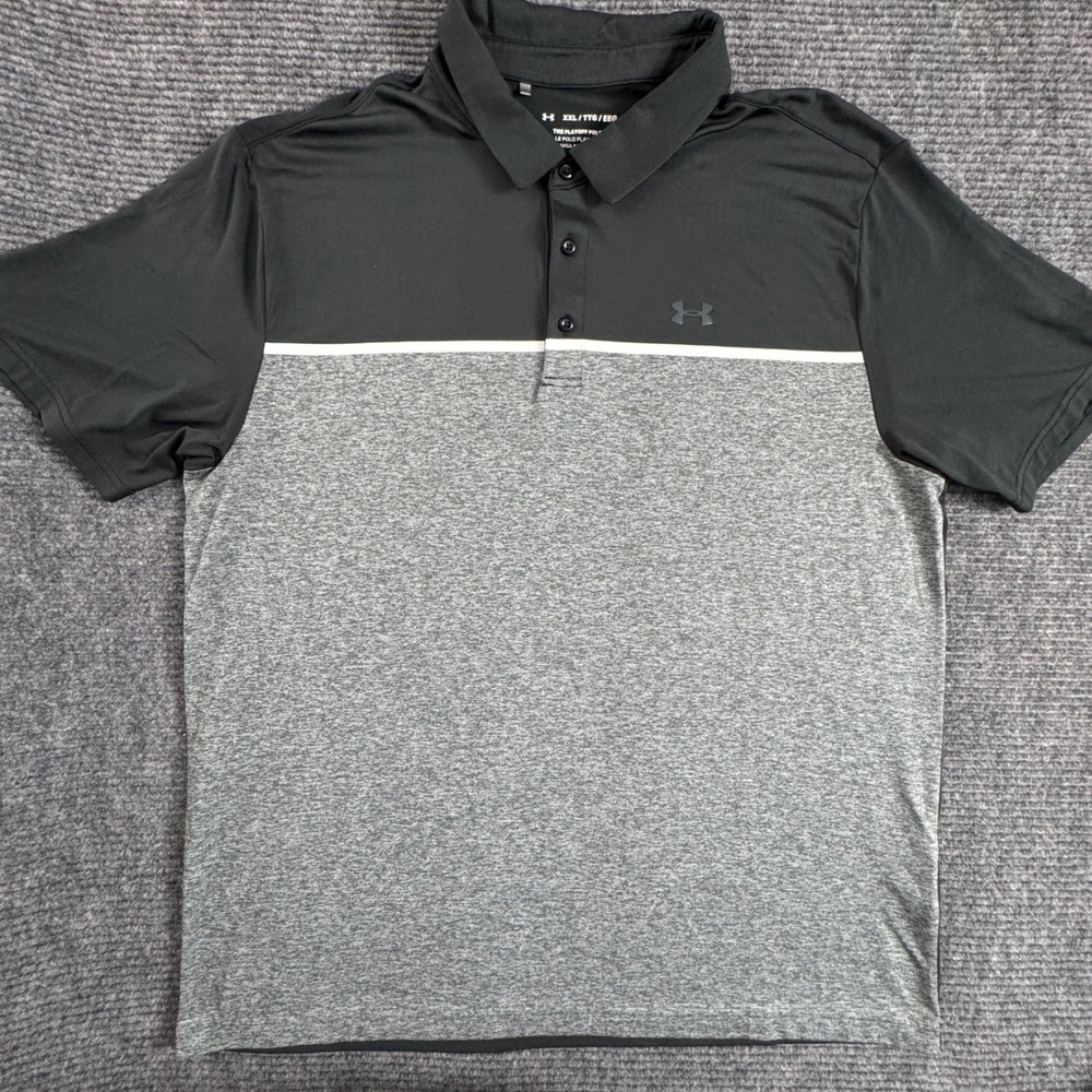 Under Armour The Playoff Polo XXL Gray Colorblock Short Sleeve HeatGear Golf
